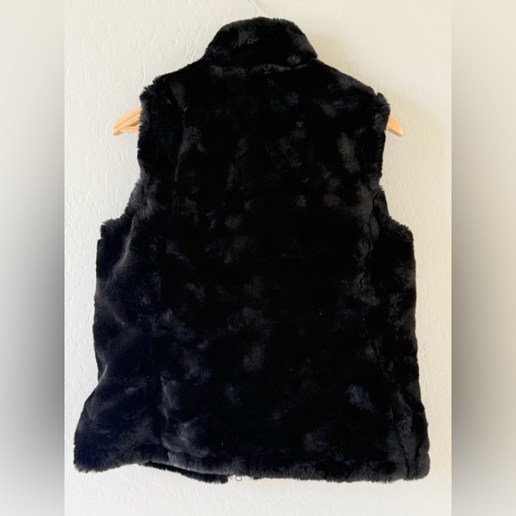 Original Nicole Miller Faux Fur Black Reversible Vest - Small - Picture 3 of 6